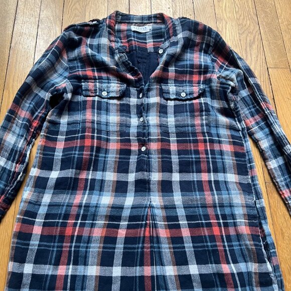 Velvet By Graham & Spencer Size S Blue Red Gabrielle Plaid Tunic Shirt Dress - Picture 5 of 16